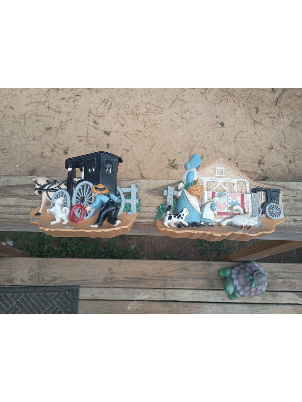Earlywood Amish Wall Hangings Set of 2 - Made in USA, Vintage 1985
